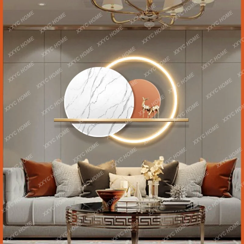 

Living Room Decorative Painting with Good Meaning Light Luxury Sofa Background Wall Three-Dimensional Led Mural Crystal