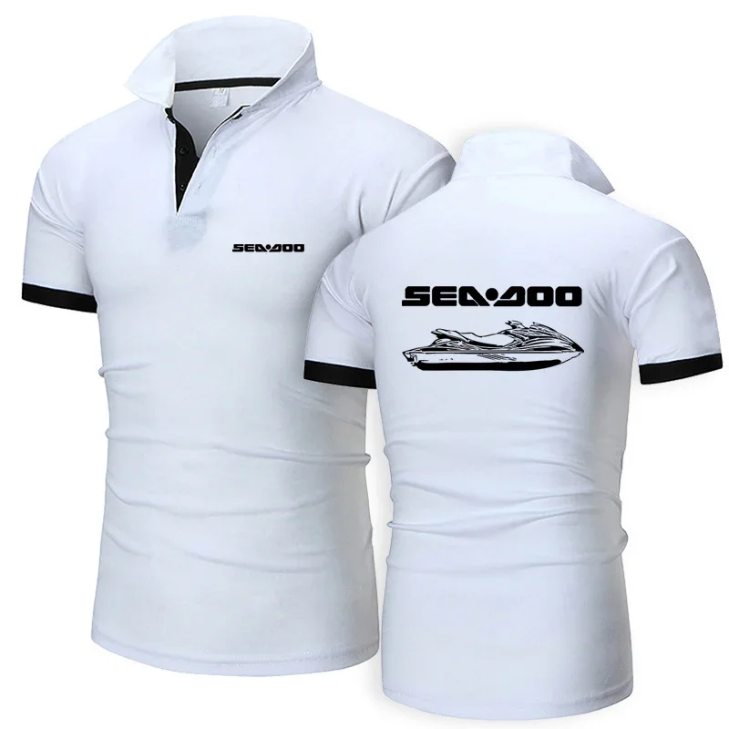 2024 Sea Doo Seadoo Moto Logo Print Summer Men's Fashion Solid Color Lapel Collar Breathable Comfortable Popular Polo Shirt Tops