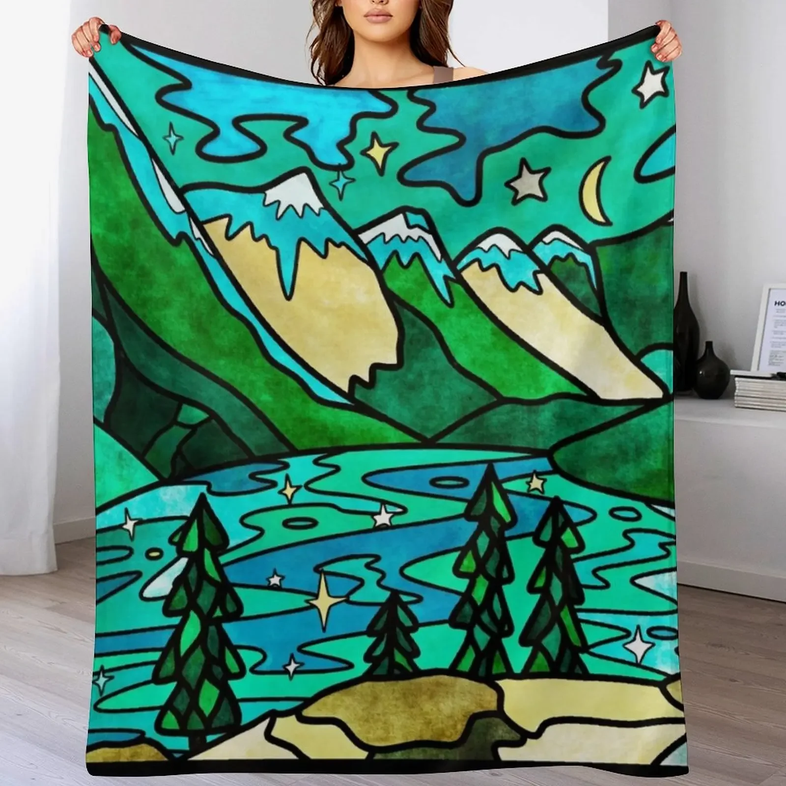 

Banff National Park Throw Blanket Picnic Flannels Flannel Soft Plaid Blankets