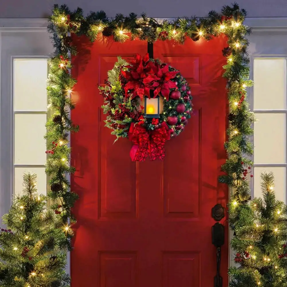 

Christmas Tree Decoration Christmas Wreath Bow Christmas Flower Glowing Wreath Festive Front Door Decoration for Indoor Outdoor