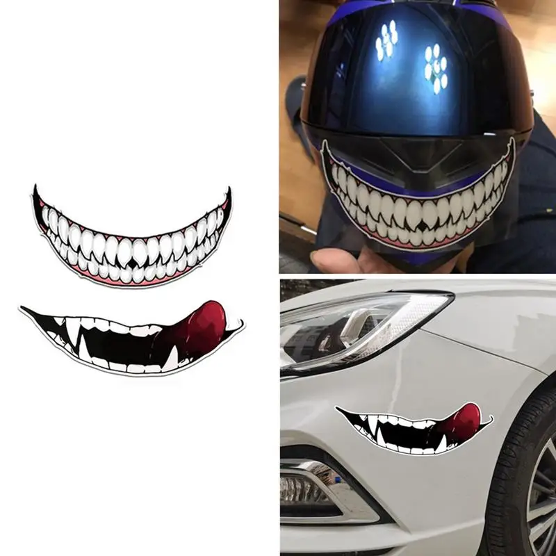 Motorcycle Helmet Stickers Personality Teeth Car Decorative Decal Self Adhesive Motorbike Teeth Car Sticker DIY Stickers Decorat