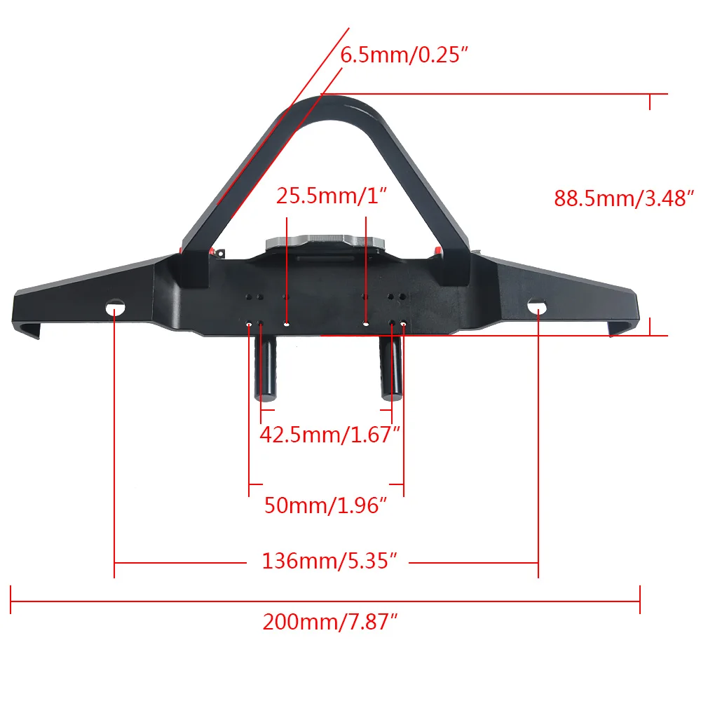 YEAHRUN TRX4 Front Rear Bumper Set with LED Light and D-rings for 1:10 RC Crawler Car TRX-4 Upgrade Parts