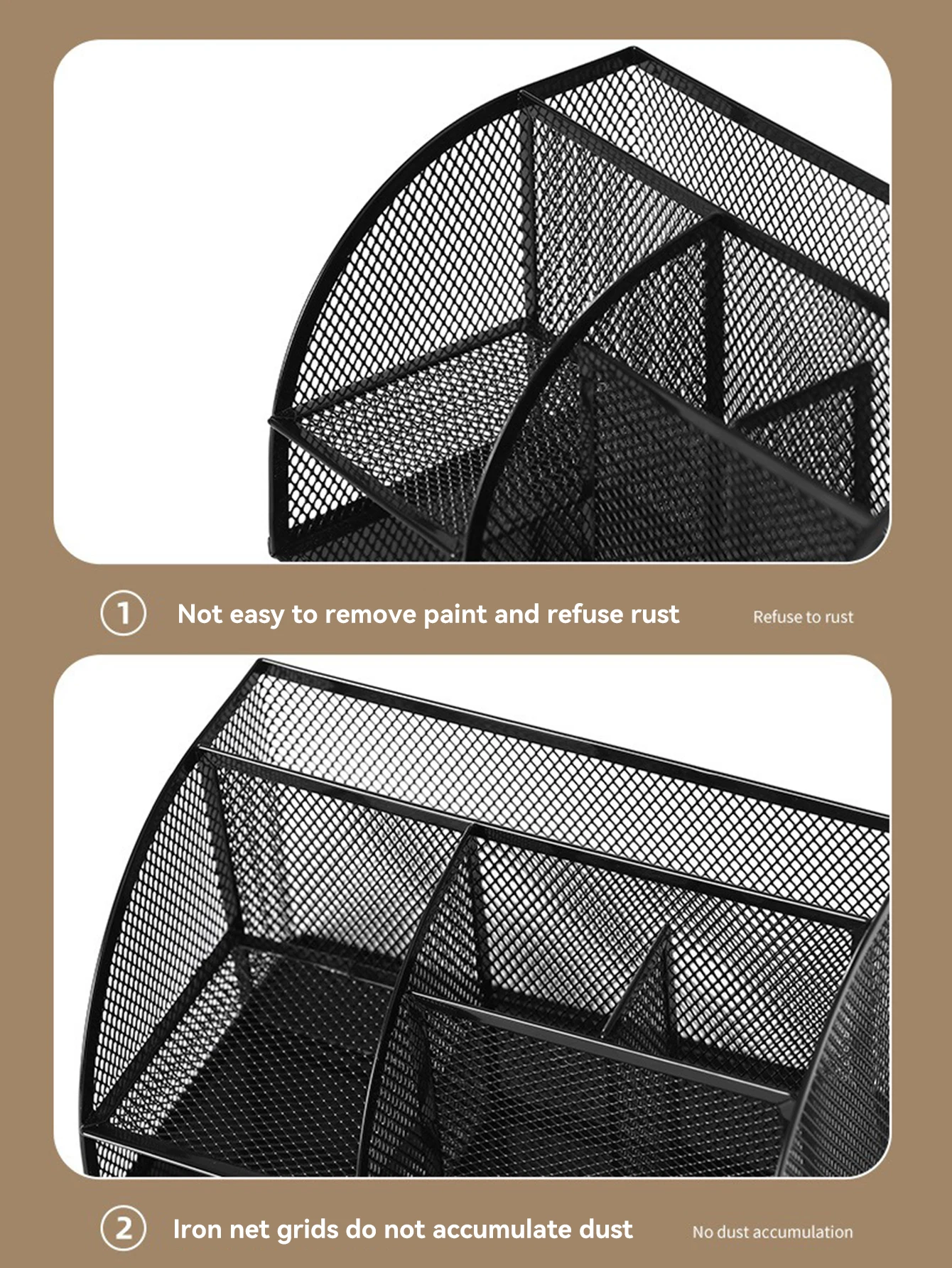 Seven-grid Multi-functional Combination Pen Holder Metal Hollowing Process Korean Stationery Desktop Storage and Organization