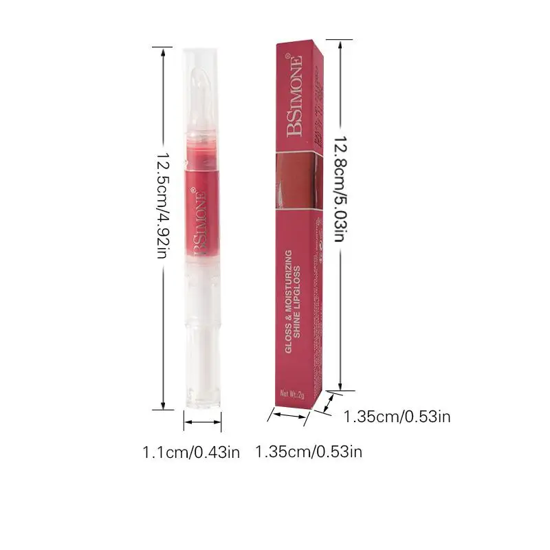 Brillo Labial BSIMONE con Efecto Espejo, Control de Rotación para el Nivel de Brillo, Tinte Labial Hidratante, Lápiz Labial con Tono Natural, Maquillaje de Labios, Cosméticos