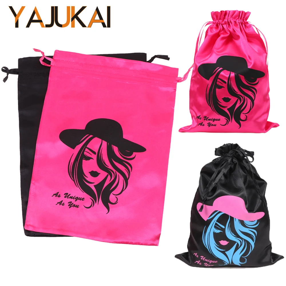 

Satin Silk Bag For Business 6Pcs Wig Storage Bag For Gift With Drawstring Hair Bags For Packaging Wig Storage Sacks For Salon
