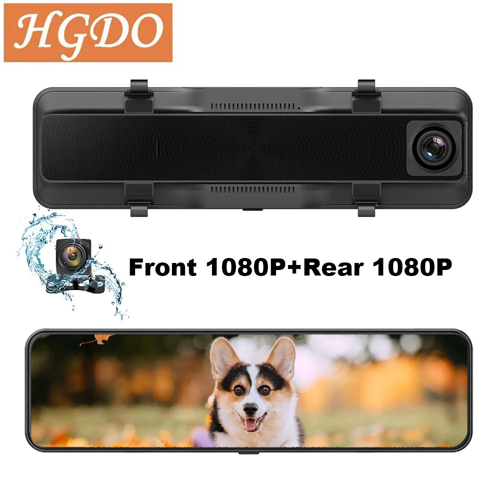 

HGDO Rearview Mirror Dash Cam Full HD Touch Screen Car Camera 1080P Dvrs Dual lens video Recorder Autoregister Parking Monitor