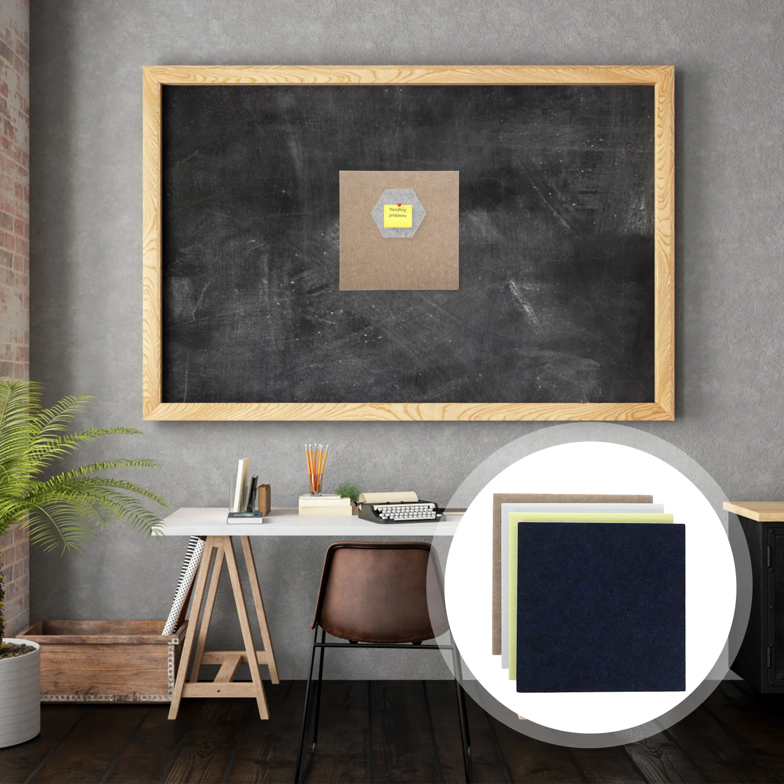 

4Pcs Square Felt Wall Tiles Bulletin Board Self Adhesive Memo Pin Board for Bedroom Office Classroom Decorative Panel