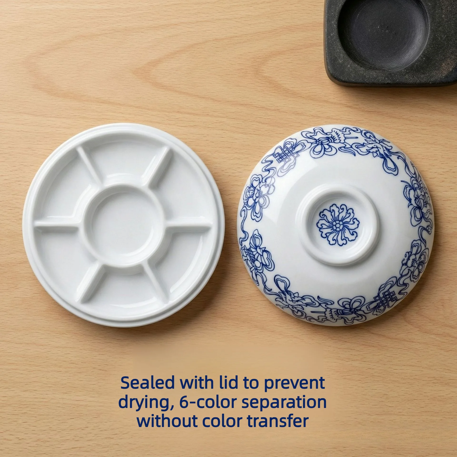 Ceramic Chinese Painting Palette Calligraphy Gongbi Painting Pigment Tray Four Treasures Of Study Art Drawing Stationery Kit