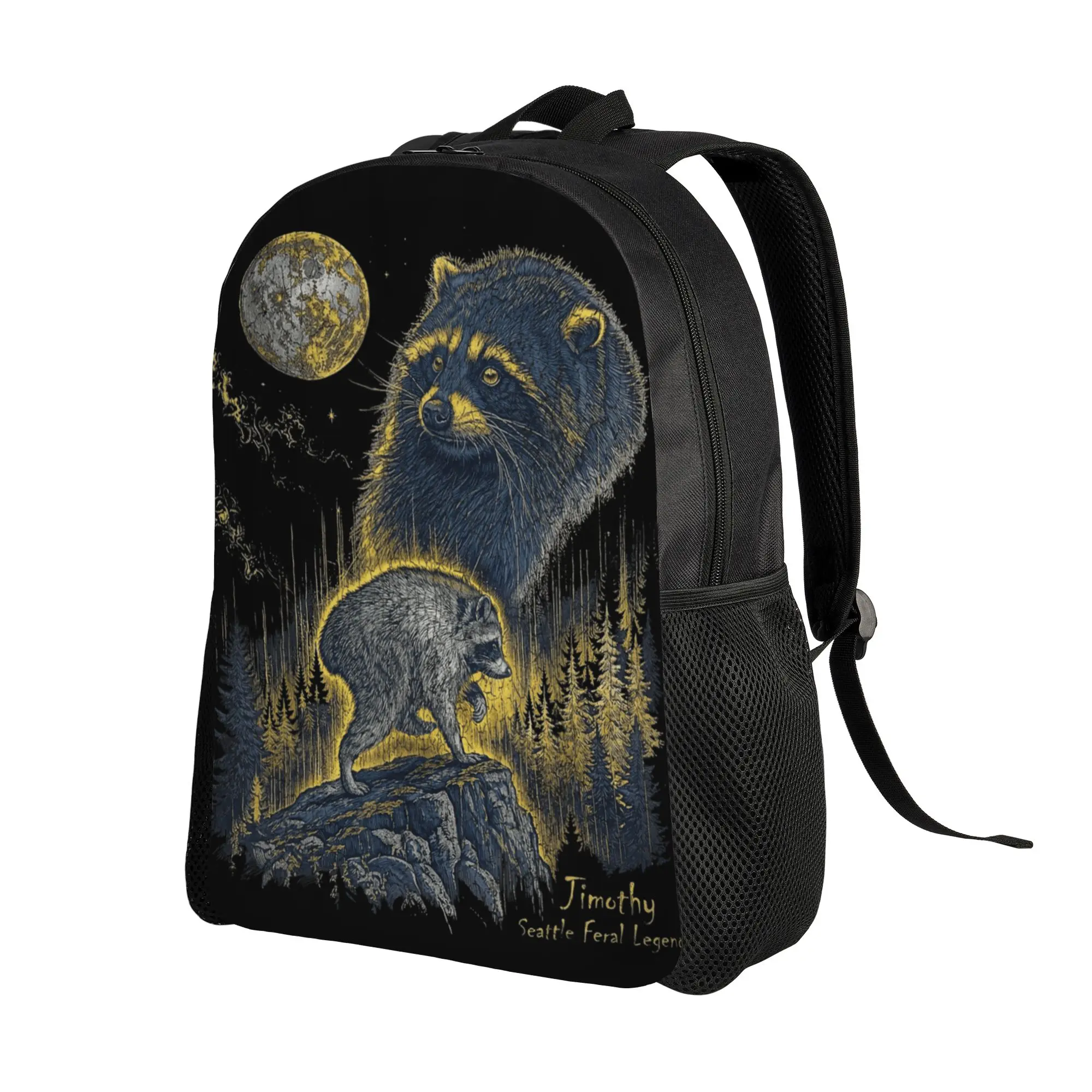 Vintage Timothy Seattle Feral Legend Moon Forest Nature Meme Backpack  Youth Polyester Trekking Backpacks School Bags Rucksack