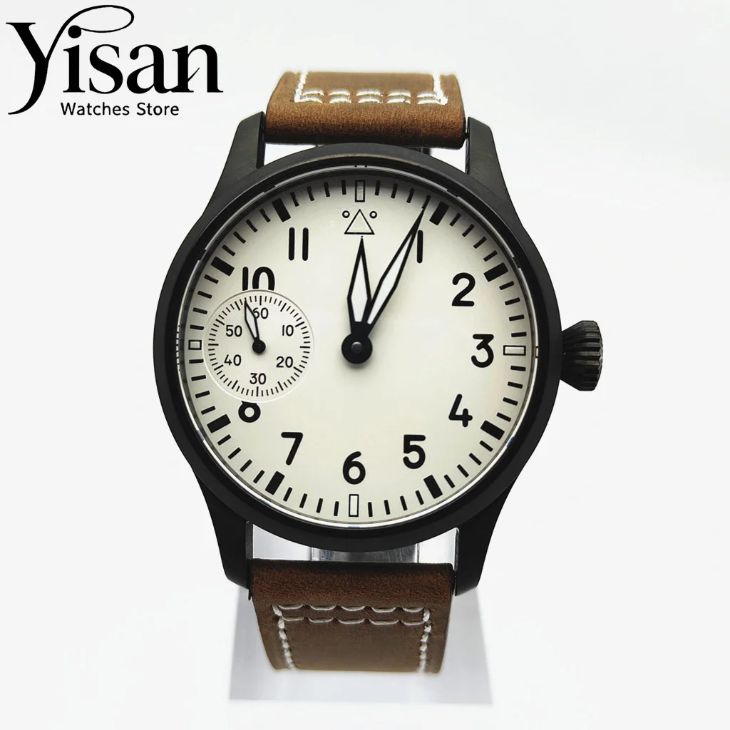 นาฬิกา Yisan ขนาด 42 มม. แบบสั่งทำพิเศษ กระจกแซฟไฟร์ ตัวเรือนสีเงิน สายหนัง เรืองแสงสีเขียว ระบบไขลานด้วยมือ รุ่น ST3600