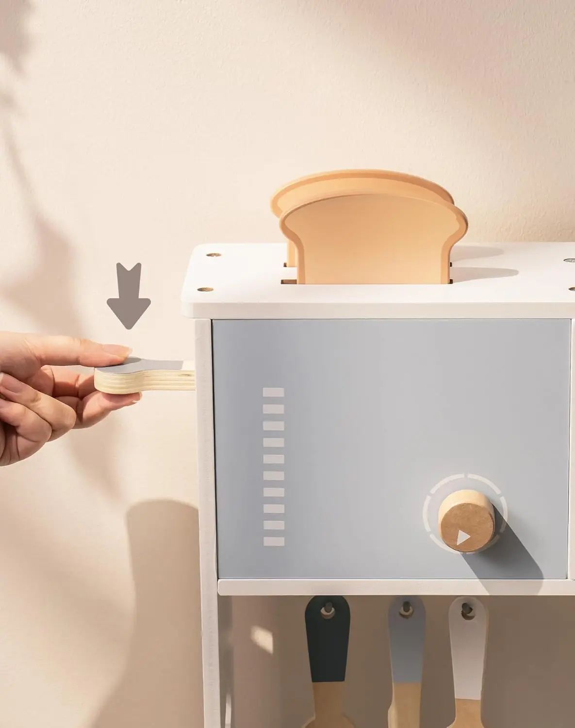 Zabawna kuchnia dla dzieci, drewniane dzieci bawią się w zestaw kuchenny z zabawka do cięcia zestaw żywności, tosterem i zestawami ogrodniczymi dla malucha-maluchy