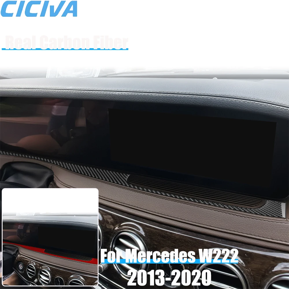 Real Carbon Fiber Car Accessories Center Display Cover Sticker For Mercedes Benz W222 S-Class/Maybach 13 14 15 16 17 18 19 2020