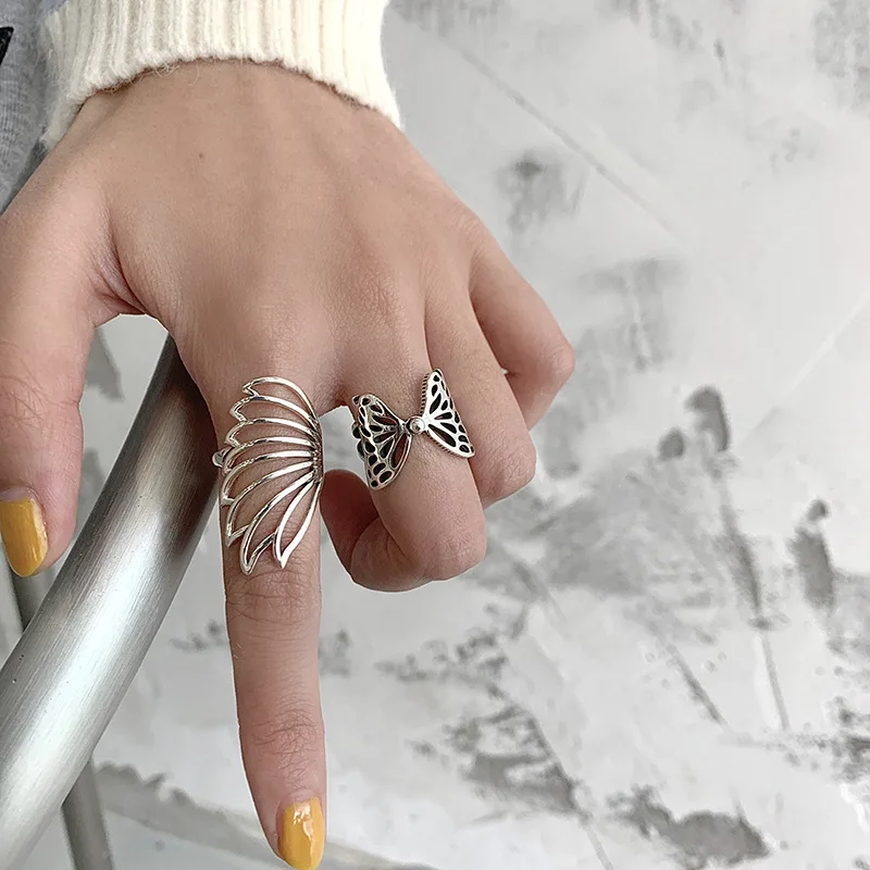 VENTFILLE 925 Sterling Silber Metall Blumenmuschel Geometrische Ringe für Frauen Französische Retro Romantische Offene Thai Silber Ringe – Detail 22