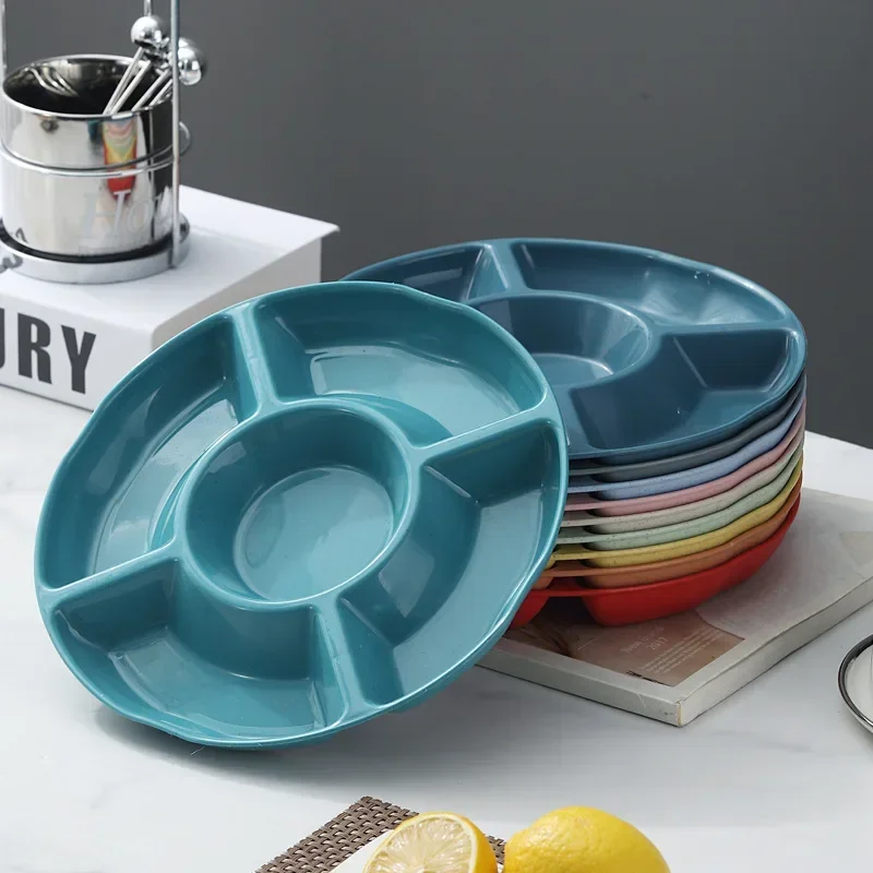 Aperitivo en forma de flor para el hogar, almacenamiento de alimentos de grado alimenticio, plástico, fruta, caramelo, tuerca de pastelería, 5 compartimentos