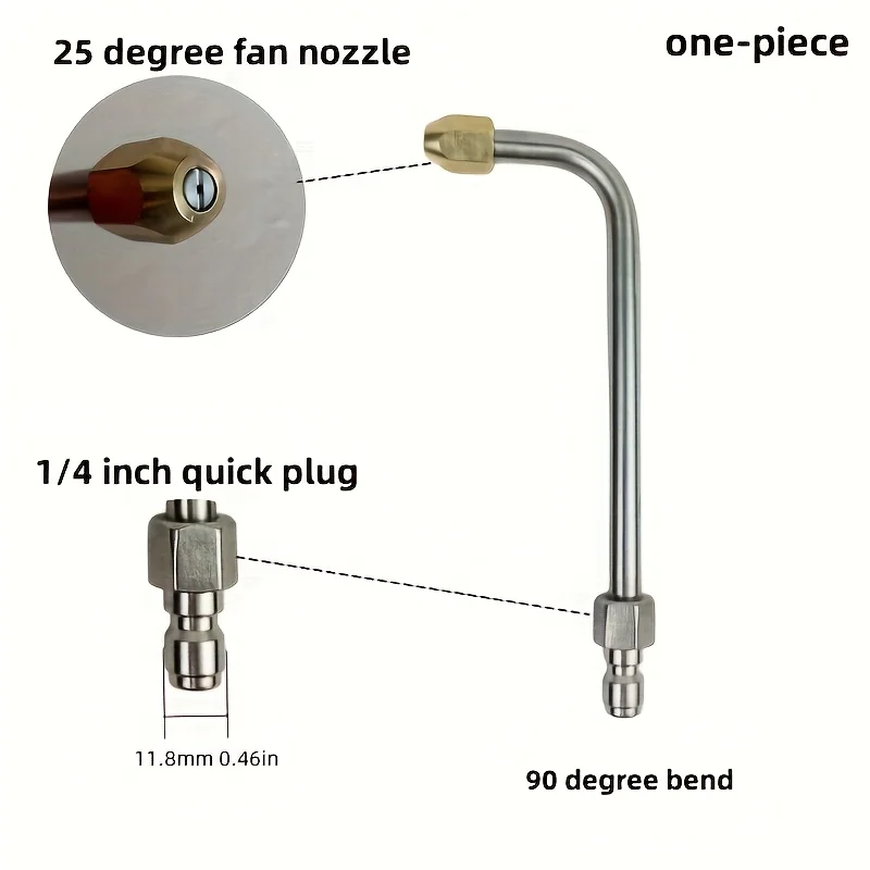 Baguette d'extension pour nettoyeur haute pression à connexion rapide 1/4" - Métal robuste 90 ° 25 °   Coude réglable pour laveuse électrique