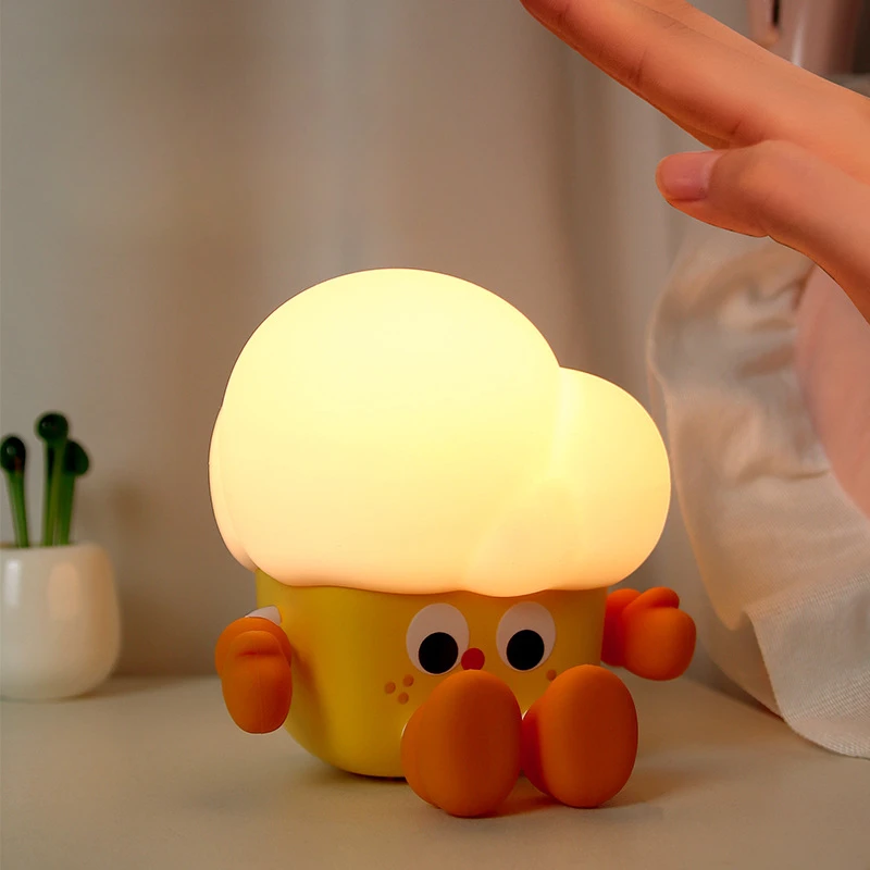 

New Creative Popcorn Night Light Gift Warm Yellow Stress Relief Clap Light Bedhead Sleep Companion Stress Relief