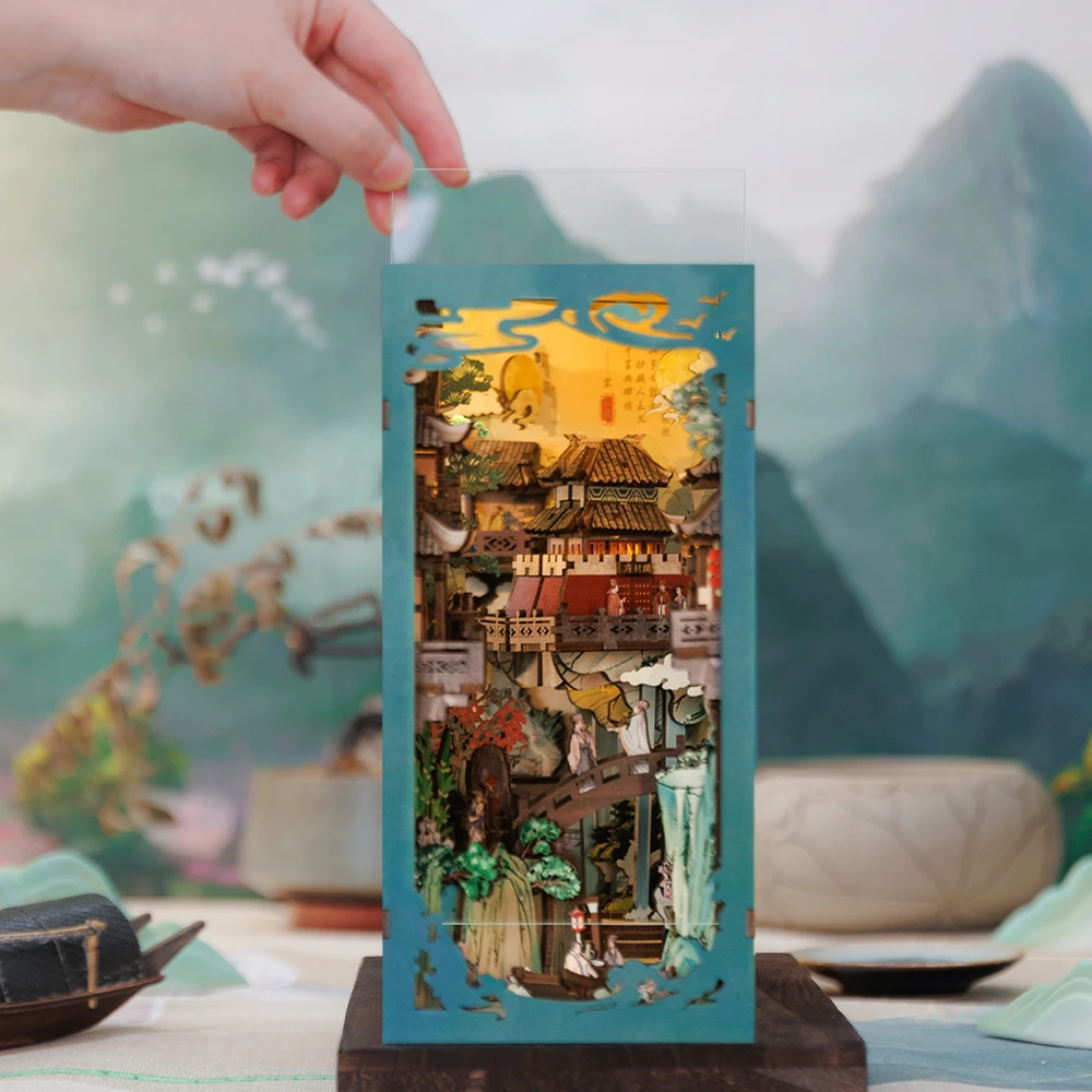 CUTEBEE Antiquity Book Nook Chinese Style Doll House Kit with Touch Light Dust Cover 3D Puzzle Toy Gift Ideas Su Dongpo\'s Life