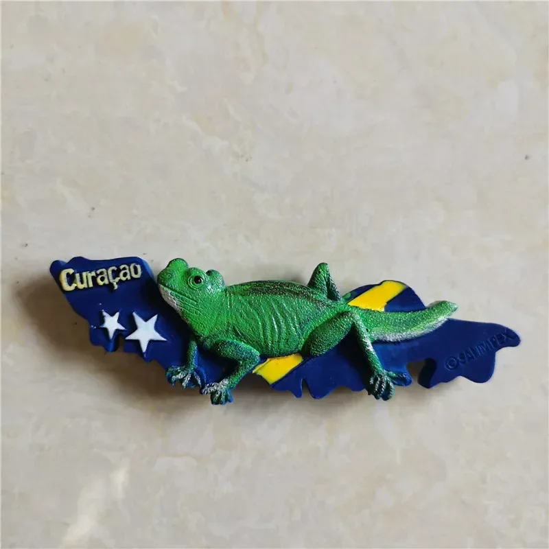 Netherlands Curacao Tourist Souvenirs Gift Stereo Resin Refrigerator Magnetic Stickers 3D Lizard Magnets for Refrigerators