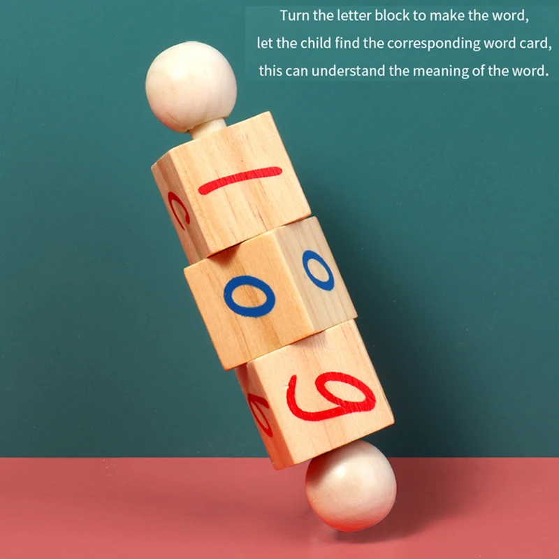 บล็อกไม้ตัวอักษรภาษาอังกฤษแบบมอนเตสซอรี่ ดีไซน์เฉพาะสำหรับเด็ก