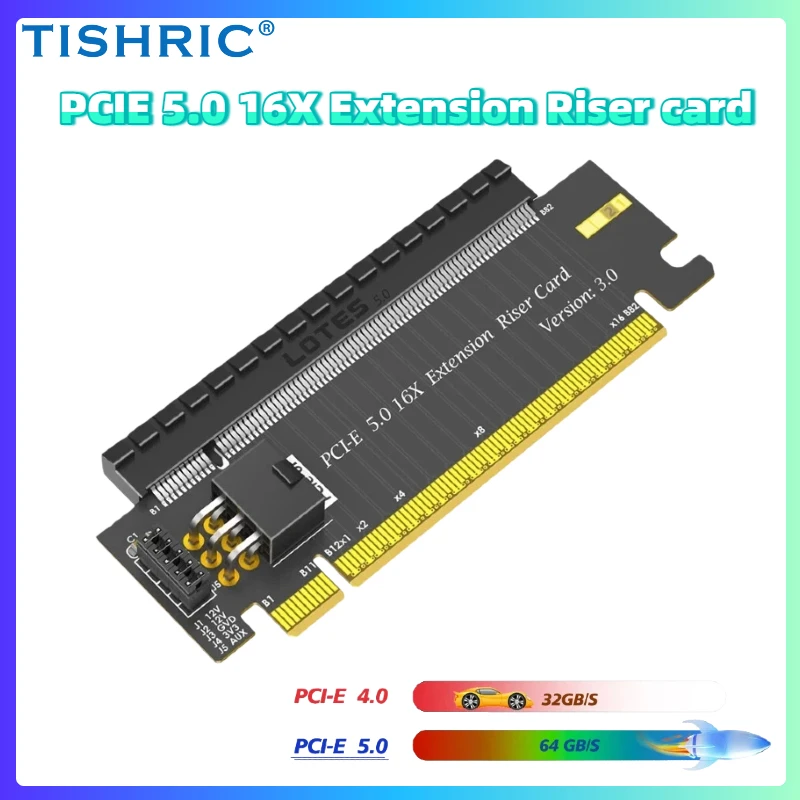 

Переходная карта PCIe 5.0 x16, обратный разъем на 180 градусов с 6-контактным питанием, задняя часть, совместимая с видеокартами PCIe 4.0/3.0 GPU
