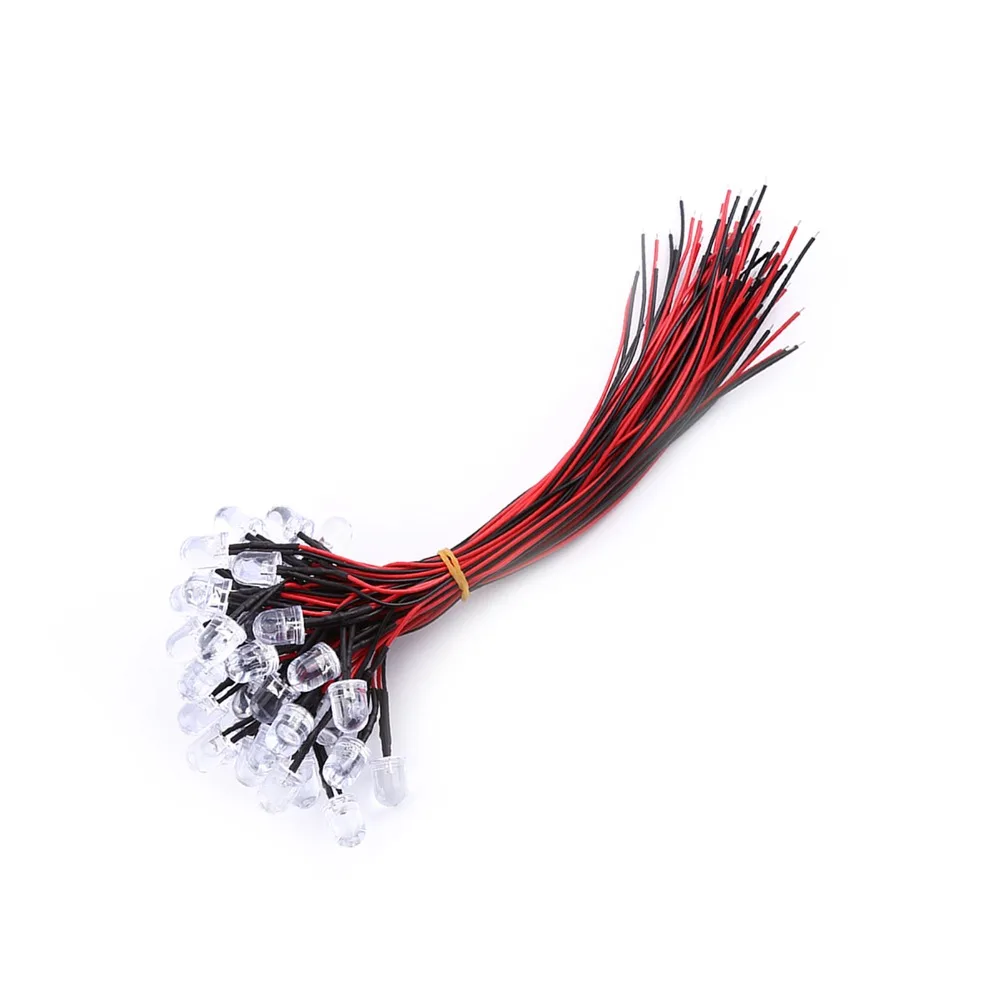 50 قطعة تيار مستمر 5-12 فولت قبل السلكية LED الثنائيات 10 مللي متر أبيض أحمر أزرق أخضر LED أضواء LED مصابيح مؤشر الإضاءة #2