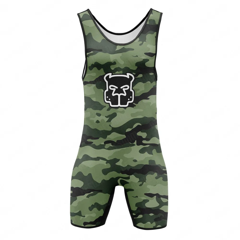Camouflage Wrestling Singlets Suit Men's Leotard One Piece Sleeveless Shirt GYM Triathlon Fitness Singlet Powerlifting Bodysuit