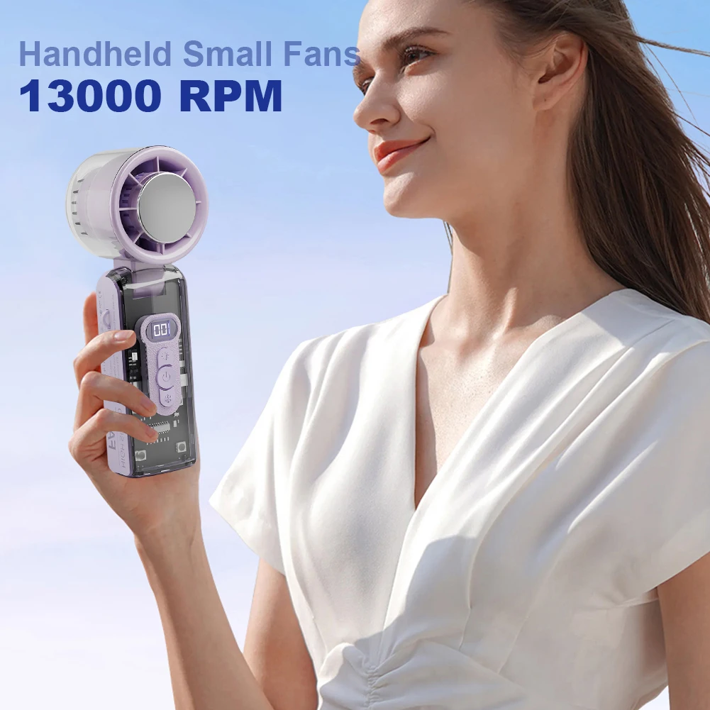 Kipas Turbo Kecepatan Tinggi dengan Lampu LED 100 Kecepatan Kipas Pendingin Pribadi Lipat 3600mAh Kipas Turbo Mini Elektrik untuk Perjalanan Luar Ruangan