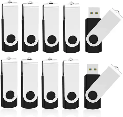 10 Pack 32GB USB 3.0 Flash Drives, High-Speed Thumb Drives with Keychain Loop, Compatible with All Devices