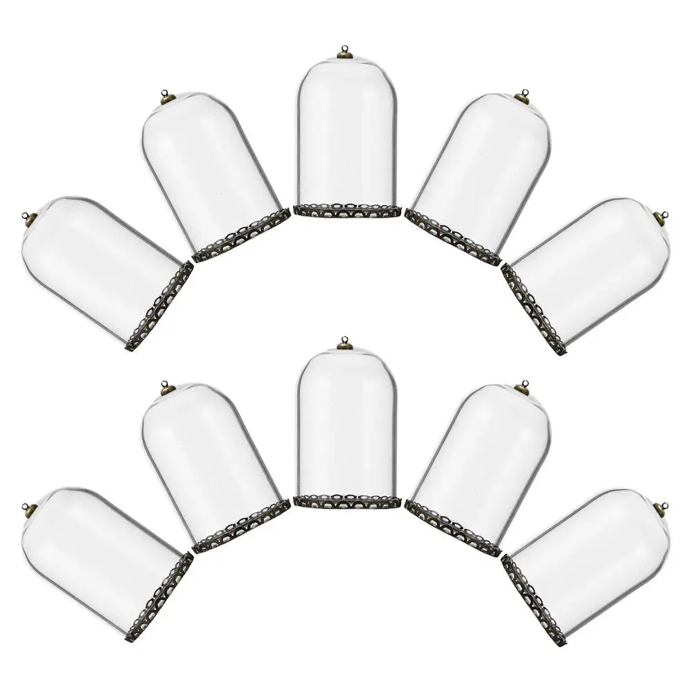 

10 шт. прозрачных стеклянных шариков-подвесок 20x30 мм, миниатюрные декоративные бутылочки для DIY украшений, бутылочки для желаний, стеклянные флаконы-кулоны