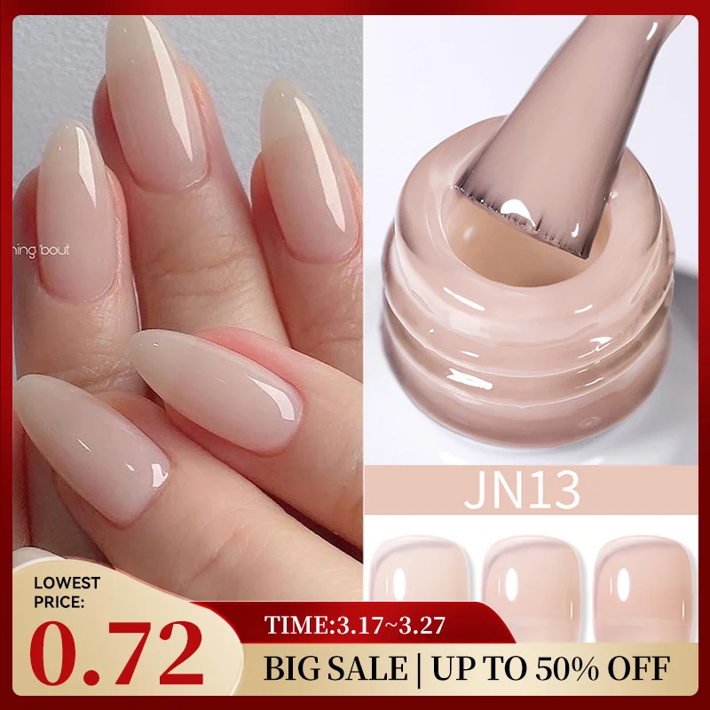 BORN PRETTY Jelly Nude Gel Nail Polish 10ml Light Pink Peach Translucent Color UV Light Cure Gel Varnish Nail Art DIY at Home