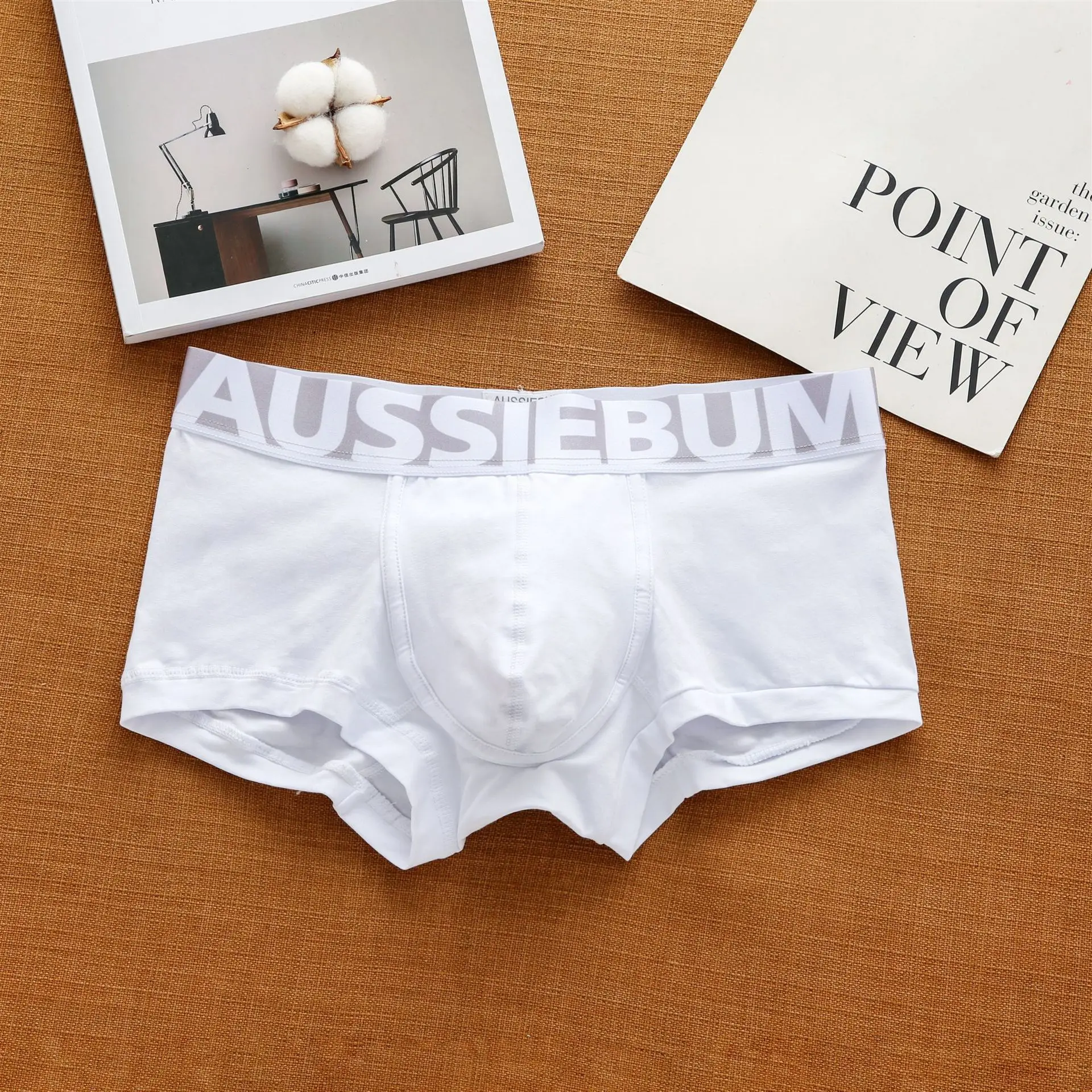 Aussiebum Heren Katoenen Ondergoed Lage Taille Letter Trendy Comfortabele Zweetabsorberende Boxeronderbroek