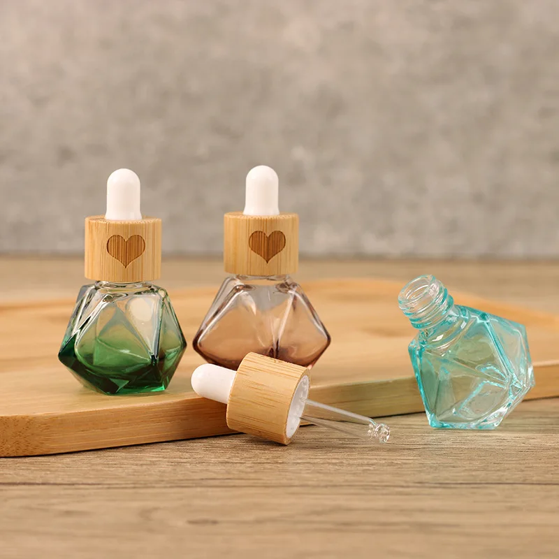 7ml Mini Glass Dropper Bottle Beech Wood Cap Empty Essential Oil Sample Vial 13 Thread Cosmetic Container
