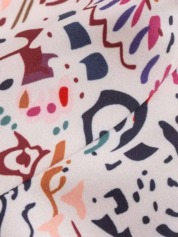 European style new women's fashion versatile temperament loose round neck printed shirt flared trousers suit