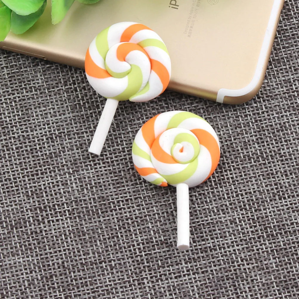 

20pcs Micro Decor Clay Lollipops Polymer Embellishments Embellishments Rainbow Swirl Simulation H Gifts