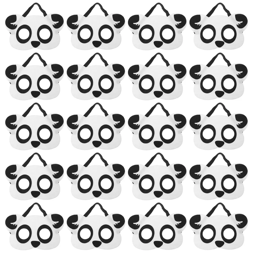 20 Pcs Cartoon Panda Mask Animal Halloween Masquerade For Festival Props Non-woven Fabric Cosplay Masks Lovely Parent-child