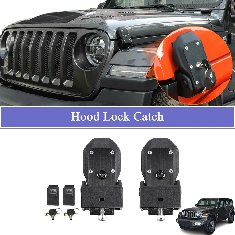 

Hood Lock Catch Locking Latches for Jeep Wrangler JL 4XE Rubicon Sahara Sport Gladiator JT 2018-2024 Car Protection Accessories