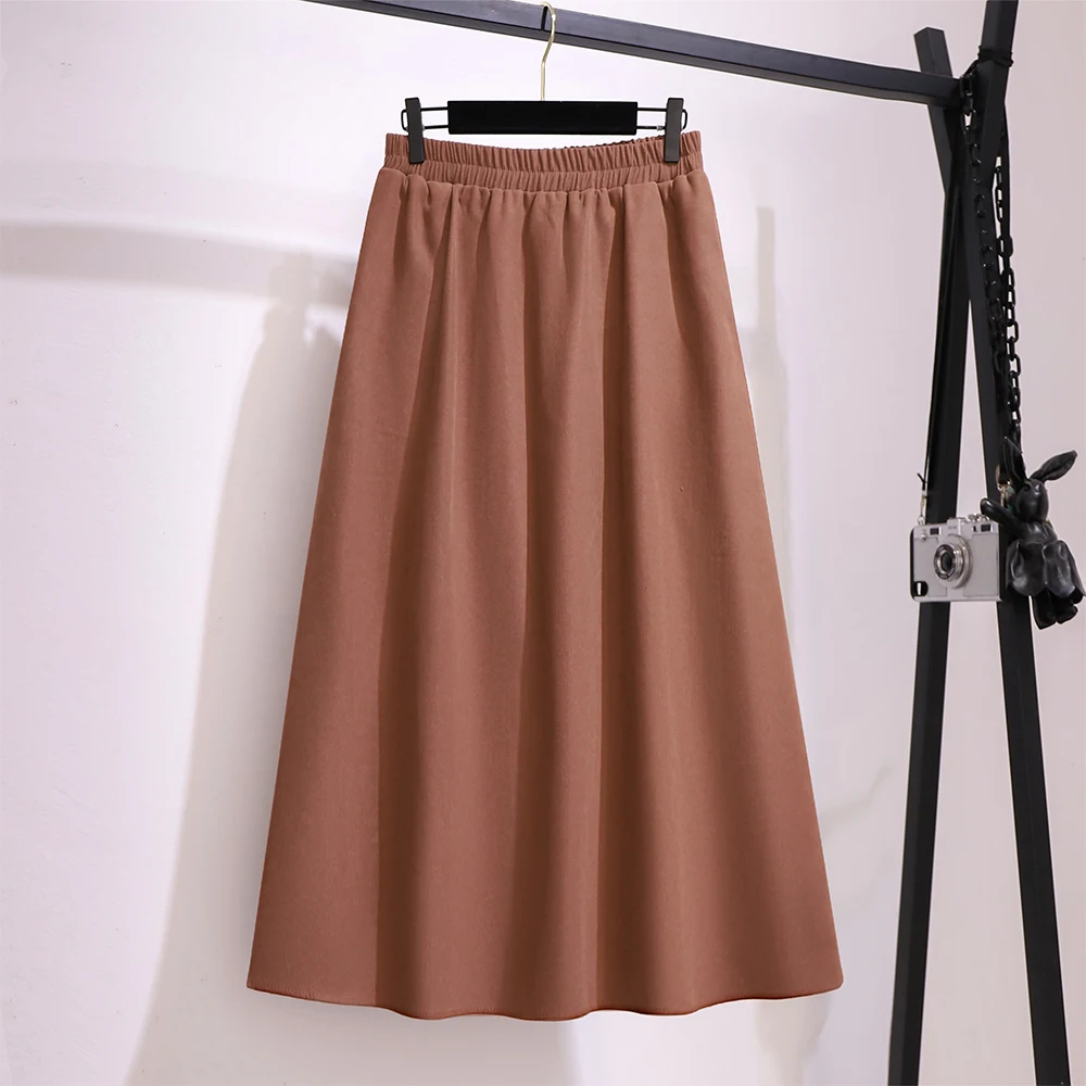 

Plus size women's autumn casual skirt solid color simple matching design polyester fabric loose comfortable special clearance