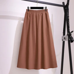 Plus size women's autumn casual skirt solid color simple matching design polyester fabric loose comfortable special clearance