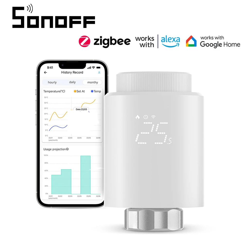 SONOFF TRVZB Zigbee Thermostatic Radiator Valve Smart Home eWeLink App Remote Control Works with SONOFF ZB Bridge-P/ ZBDongle-P