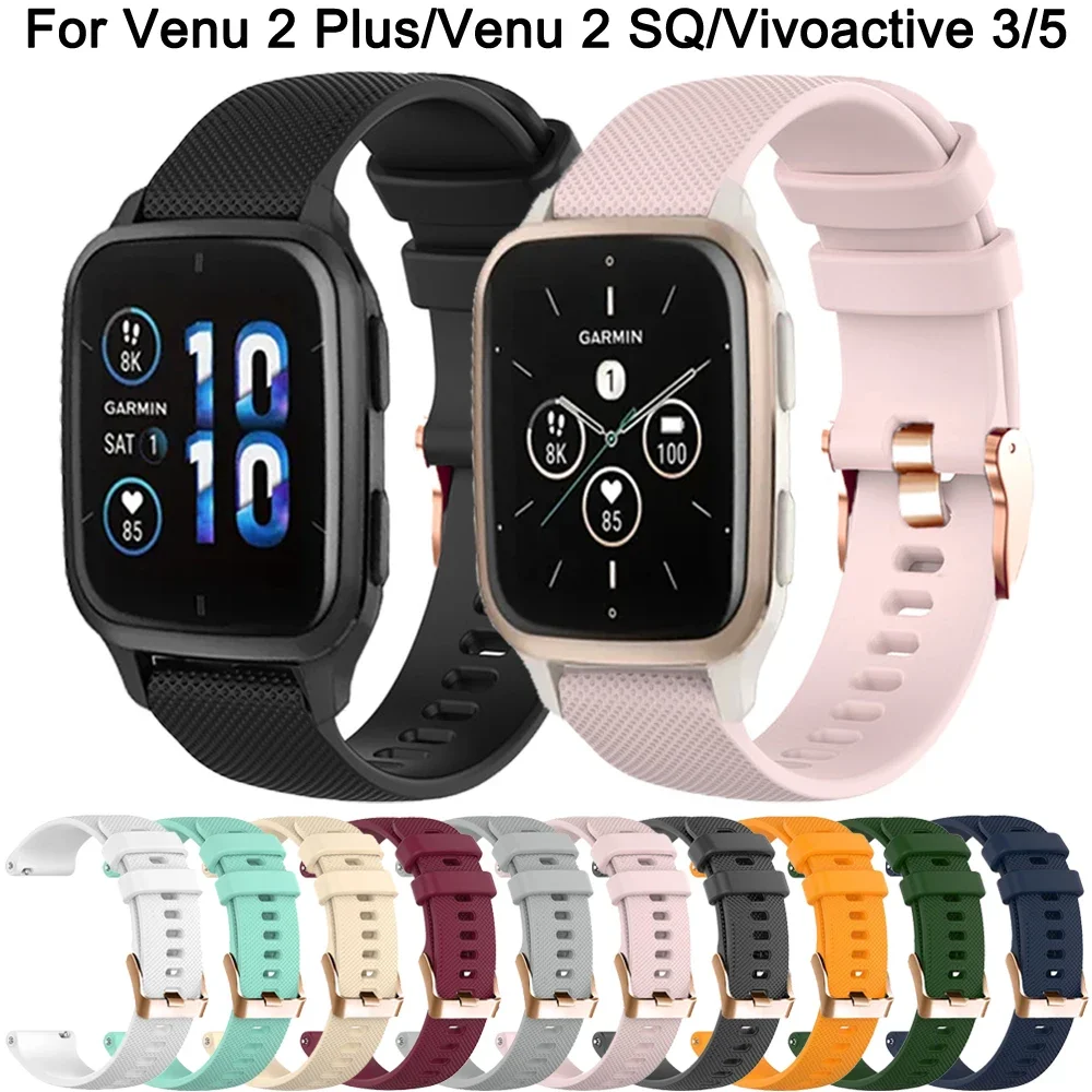 20mm Watch Strap For Garmin Venu SQ 2 Plus Vivoactive 3 5 Band For Forerunner 245 645 MUSIC Silicone Watchband Bracelet Correa