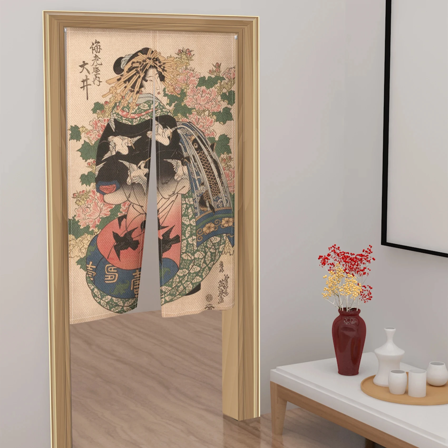 Women Kimono Patterns Japanese Style Door Curtains Toilet Partition Kitchen Bedroom Izakaya Noren Hanging Half-Curtain Decor