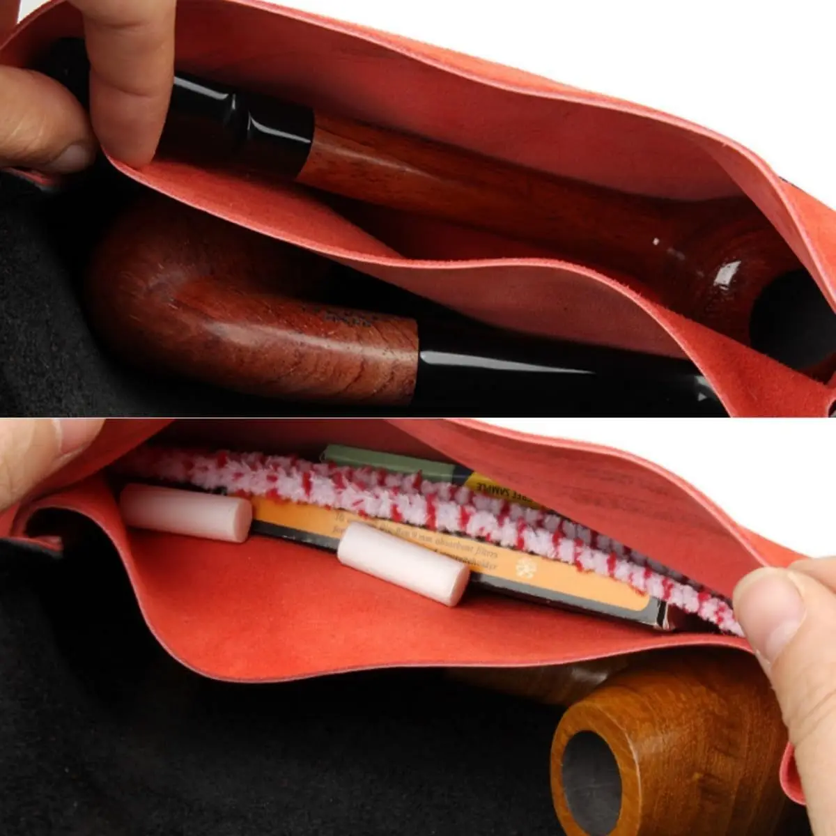 حقيبة أنابيب التبغ من جلد الغنم بطبقة مزدوجة حقيبة تخزين جلدية منظم محمول أدوات تدخين عملية هدية للرجال #3