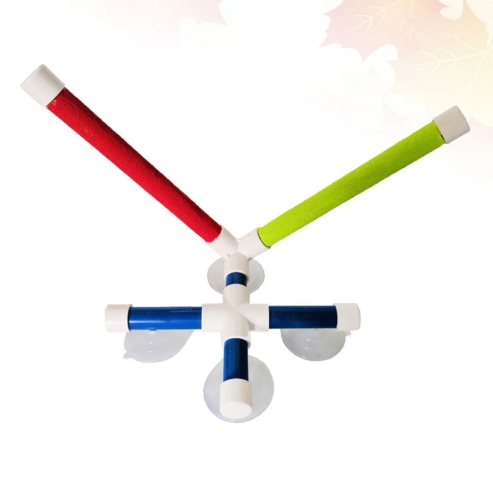 

Pet Suction Cup Double Stand Bar Bird Toy Activity Rod for Parrot Training Small Birds Climb Play Easy Install Home Office Pet