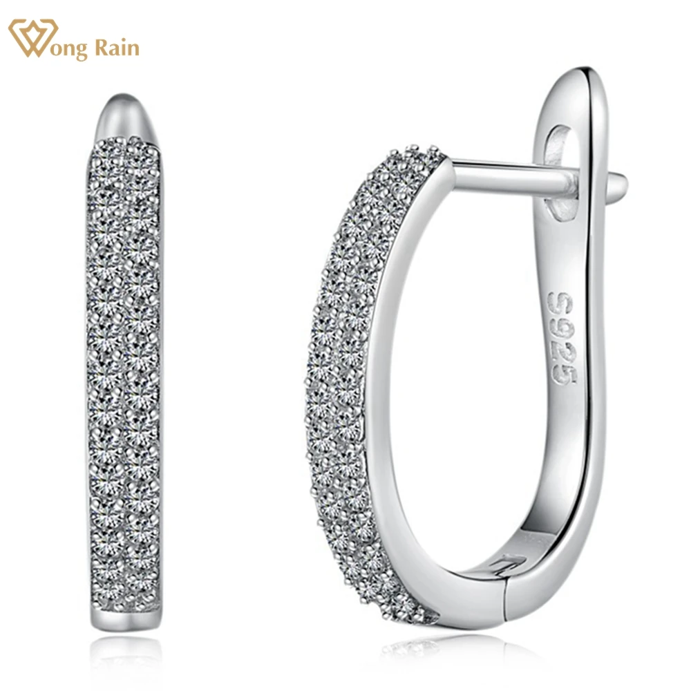 

Wong Rain Simple 100% 925 Sterling Silver Lab Sapphire Gemstone Hoop Earrings for Women Fine Jewelry Wedding Gifts Wholesale