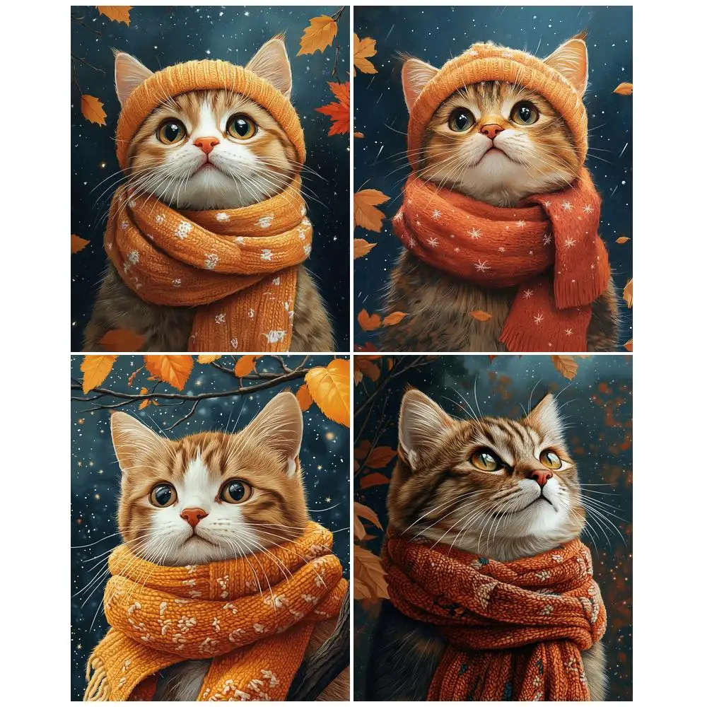 GATYZTORY Painting By Number Adults Watercolor Pictures Picture Paint Cute Orange Cat Wall Art Picture Art Stuff Oil Handiwork