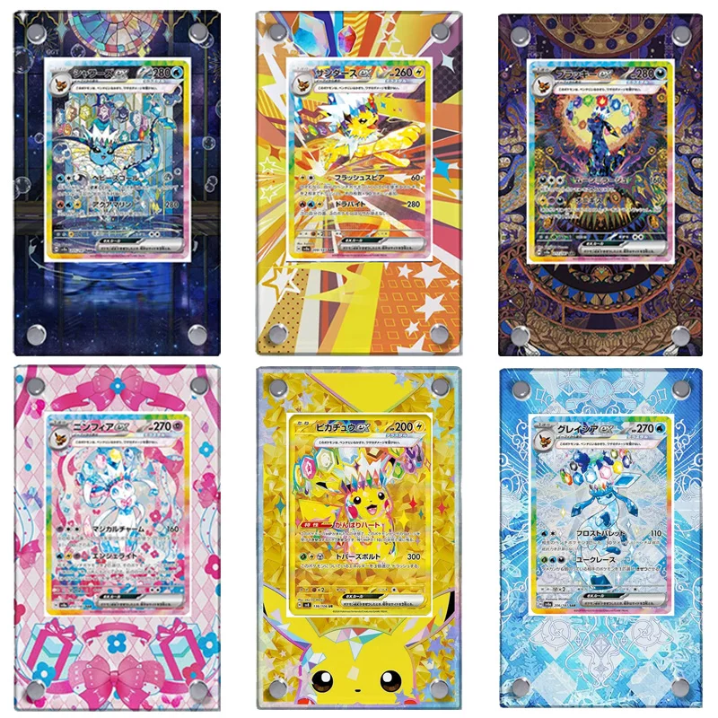 Pokemon Pikaqiued Eevee Japanese Version Sv8A Acrylic Extended Painting Stuck Brick Anime Game Collection Card Display Stand