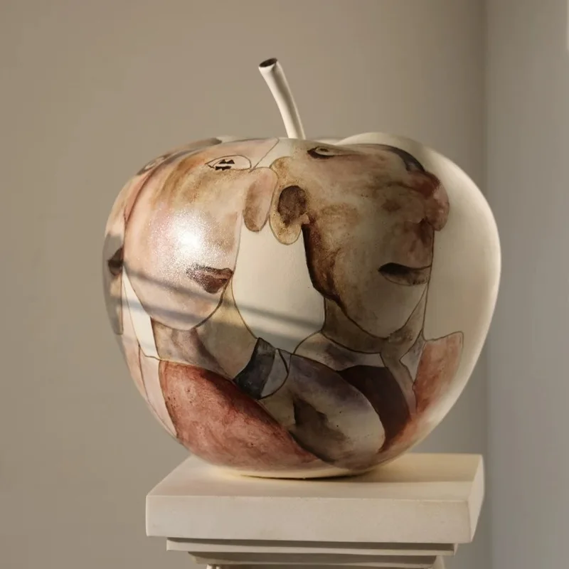 Modern Pear Statues Hand Drawn Apple Sculpture Home Decoration Fruit Ornament Creative Desk Accessories Decor Gift Figurines