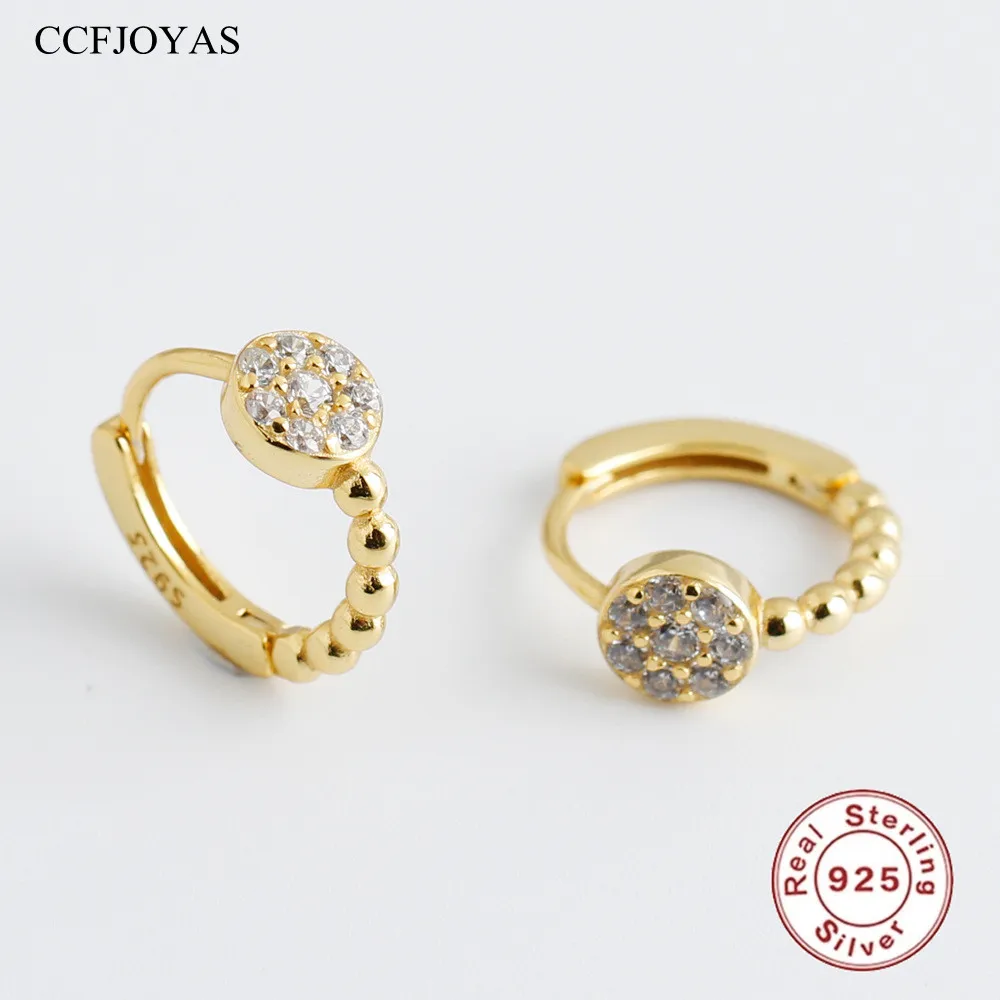

CCFJOYAS 9.5mm 925 Sterling Silver Round Hoop Earrings Women Minimalist Ear Buckle Circle-shaped Fashion Gold Silver Earrings