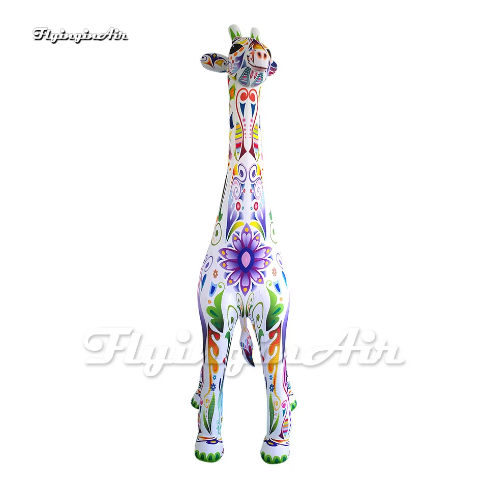 Large Inflatable Colorful Giraffe 3m/6m Air Blow Up Cartoon Animal Mascot Deer Balloon With Long Neck For Outdoor Event