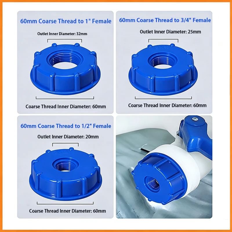 Durable IBC Tank Fittings S60X6 Coarse Threaded Cap 60mm Female To 1/2